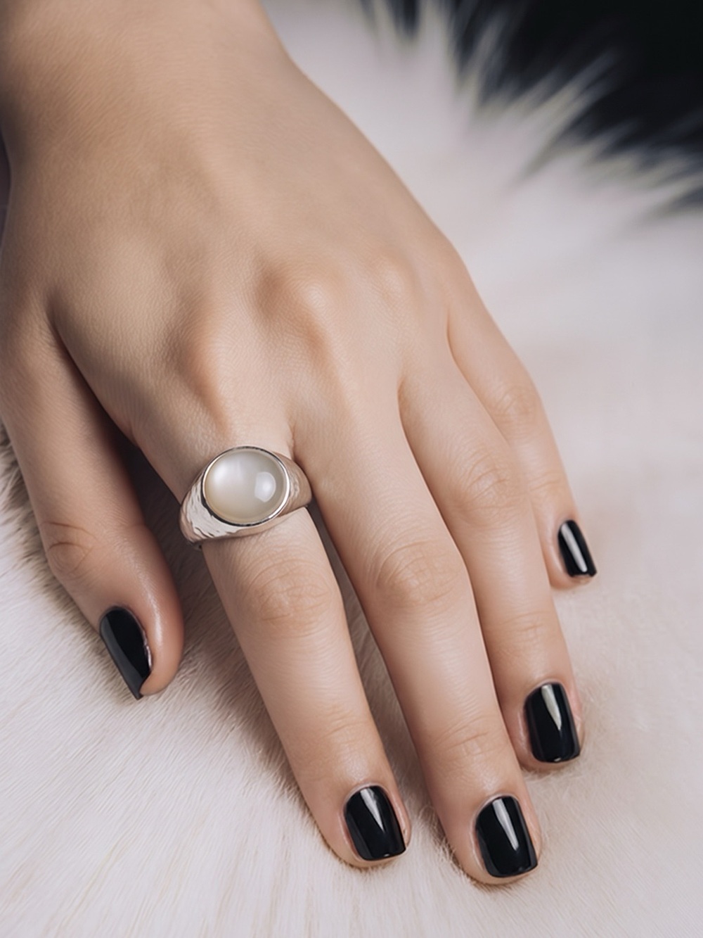 2389-59 925 Sterling Silver Adjustable Moonstone Signet Ring – Chunky Oval Gemst - Picture 2 of 6